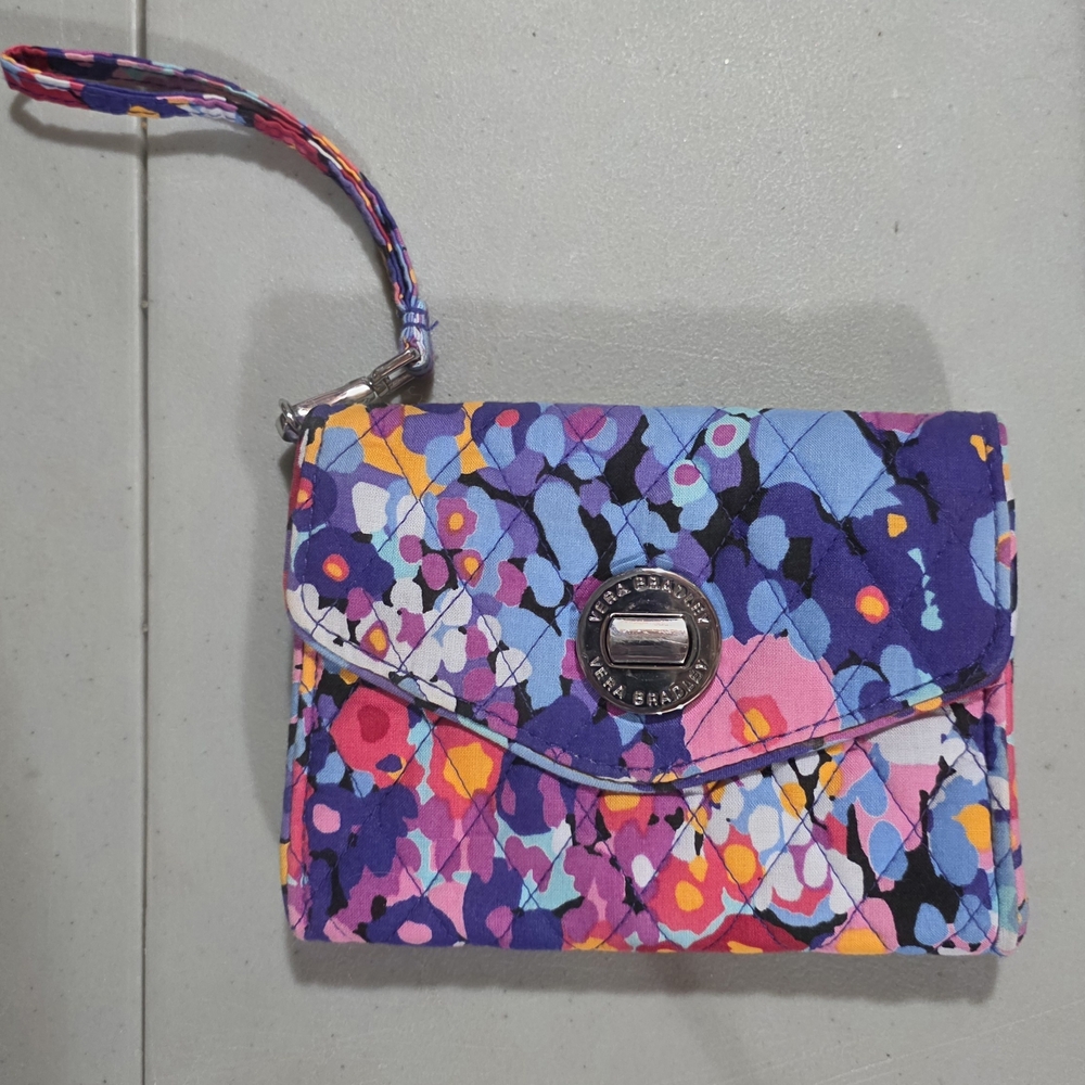 Vera Bradley Blue and Pink Floral Wristlet